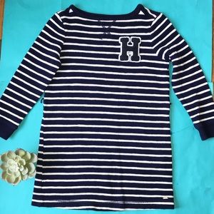 Tommy Hilfiger Navy White Logo Girls Striped Dress